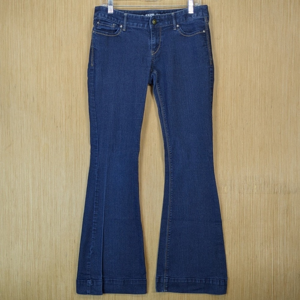 Express‎ Stella Flare Jeans Dark Wash Low Rise Regular Fit Size 6 Y2K